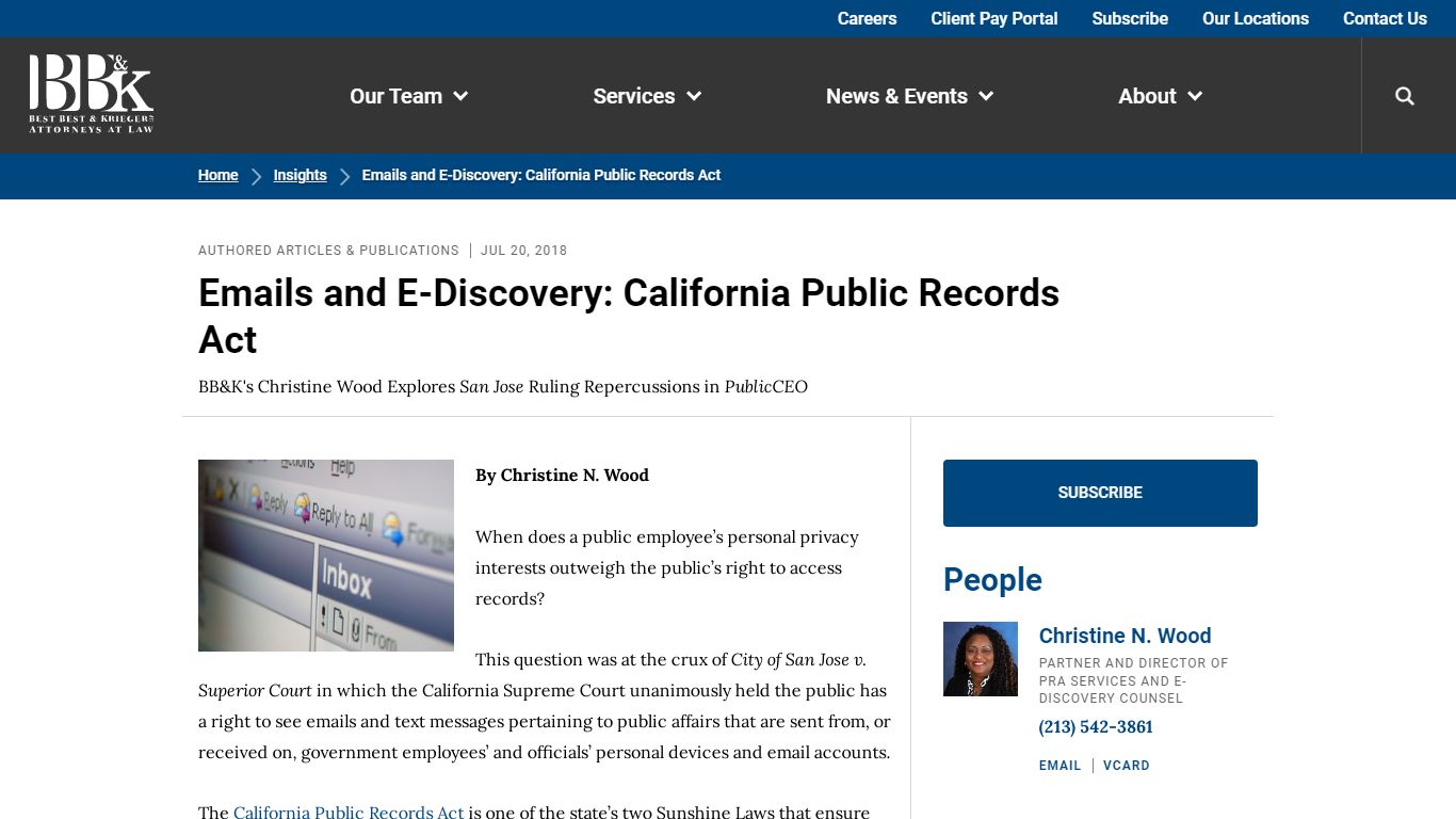 Emails and E-Discovery: California Public Records Act ...